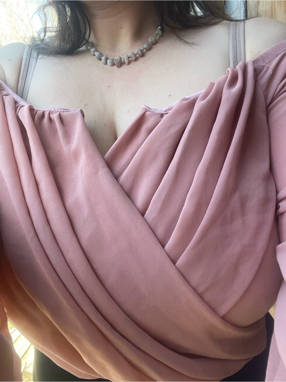 Windsor Light Pink Pleated Dressy Crop Top